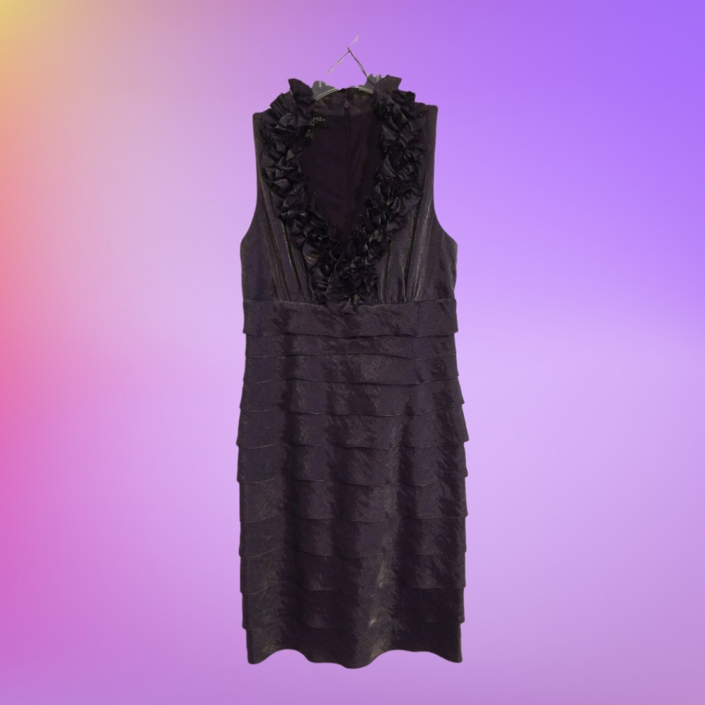 London Style NIGHTS Special Occasion Dress, Sz 4 Petite,     Plum Shimmer